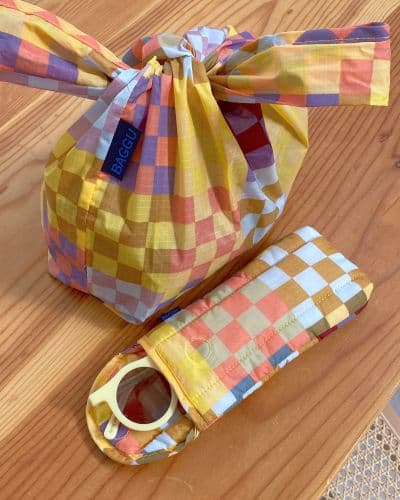Puffy Glasses Sleeve in Medium Check Multi