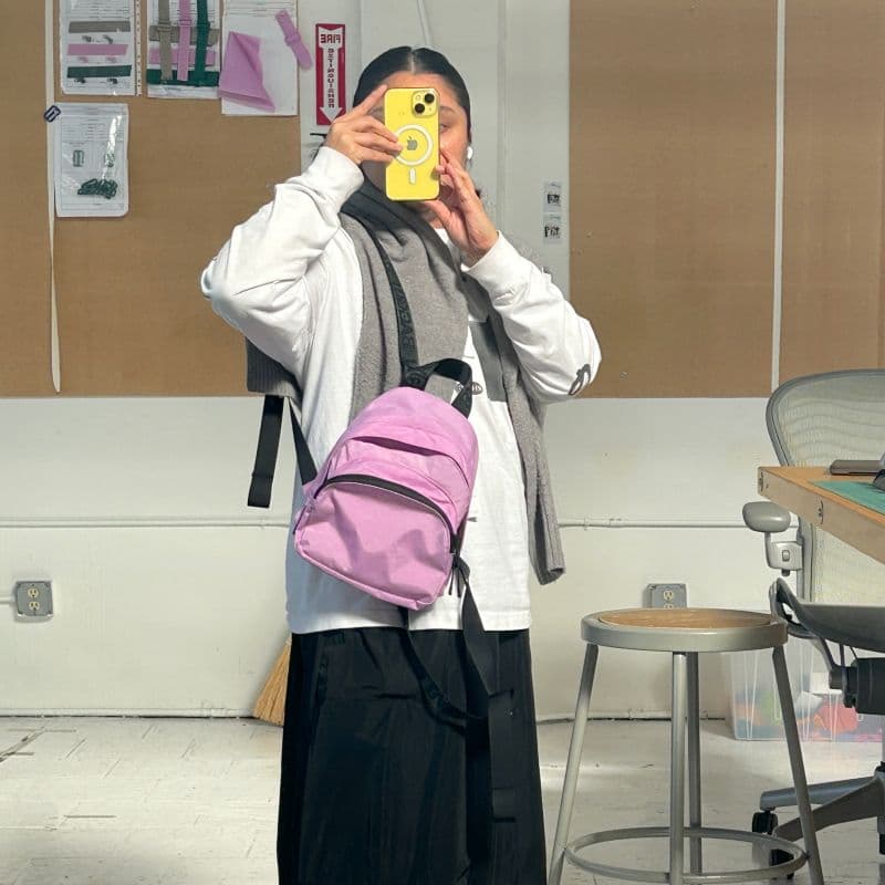 Mini Nylon Backpack in Peony