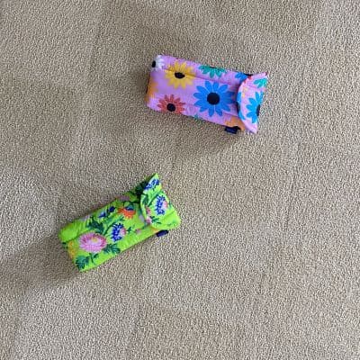 Puffy Glasses Sleeve in Lime Rose and Wild Daisy