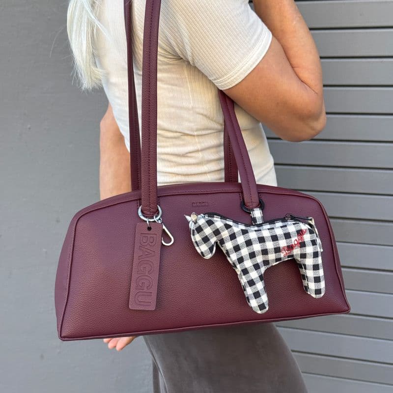 Recycled Leather Bowler Bag in Mahogany